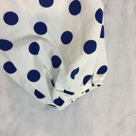 Shein Curve Polkadot Blouse 0XL Polyester Blue Twist Front Long Sleeve Shirt - Picture 4 of 12